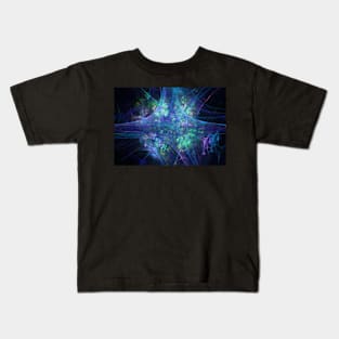 Fractal spider web with flowers Kids T-Shirt